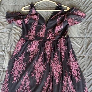 Navy and lavender lace dress